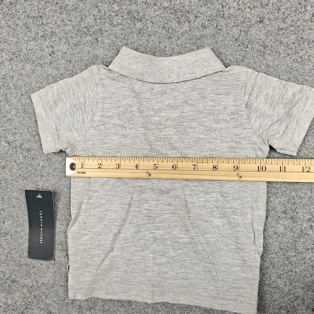 Tommy Hilfiger‎ Polo Shirt Baby Boys 3-6M Gray Striped Logo Short Sleeve New